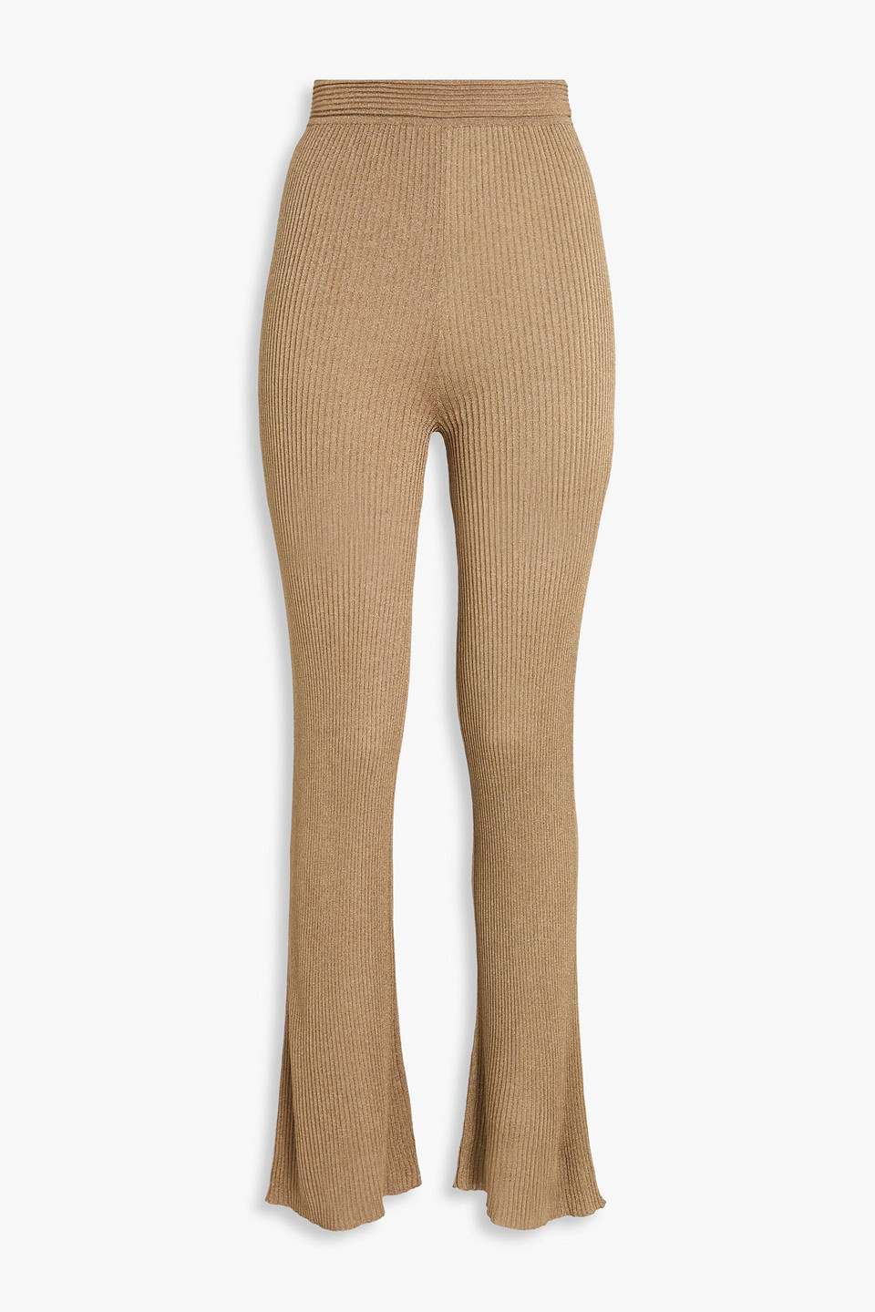 Neriah metallic ribbed-knit flared pants - Metallic - L