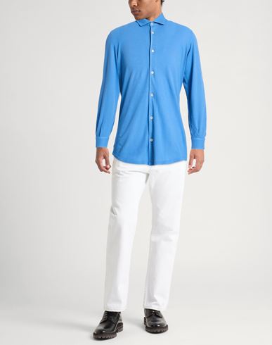 Man Shirt Blue Size 38 Cotton