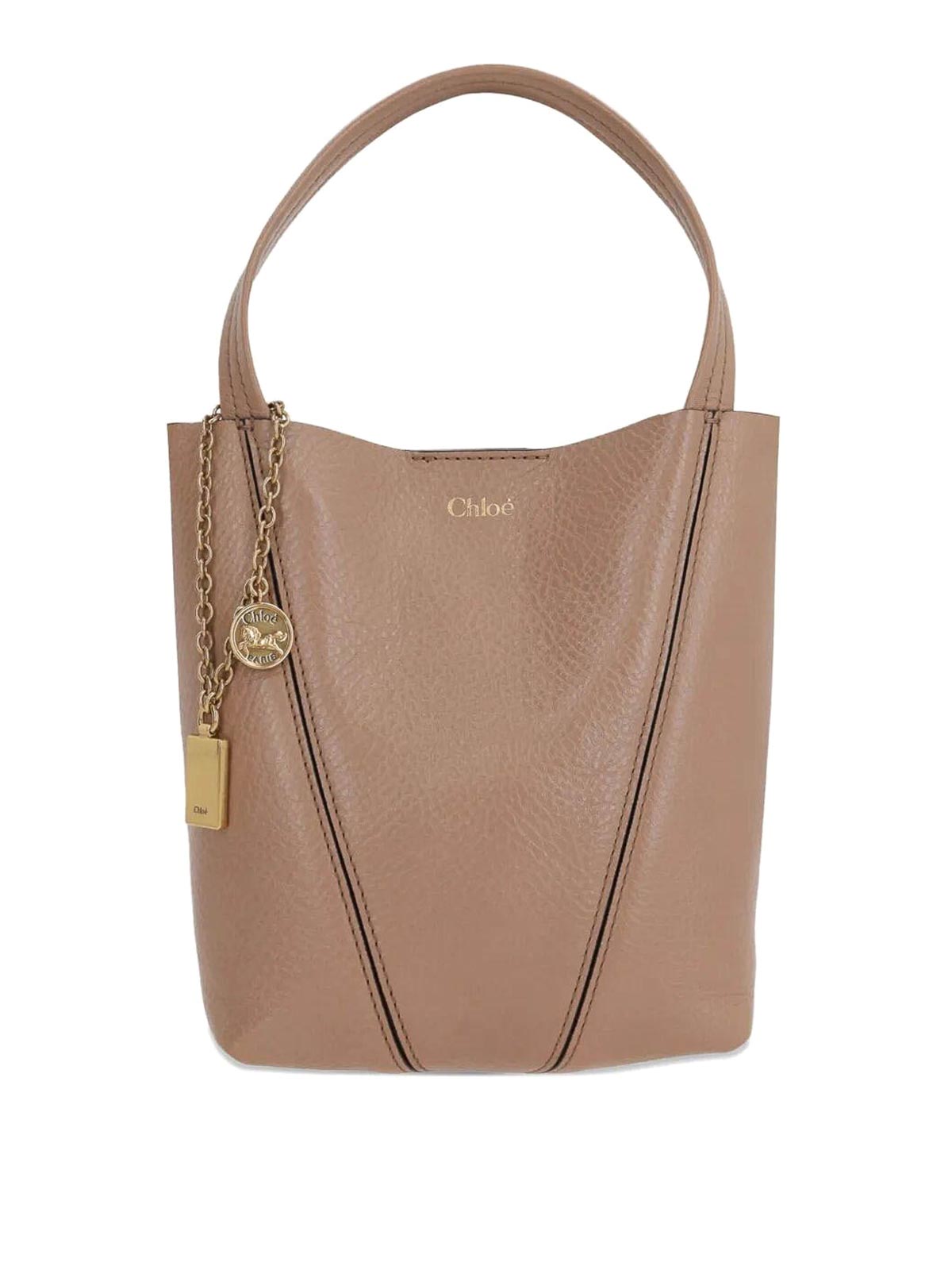 Small Spin Tote Bag In Grained Leather