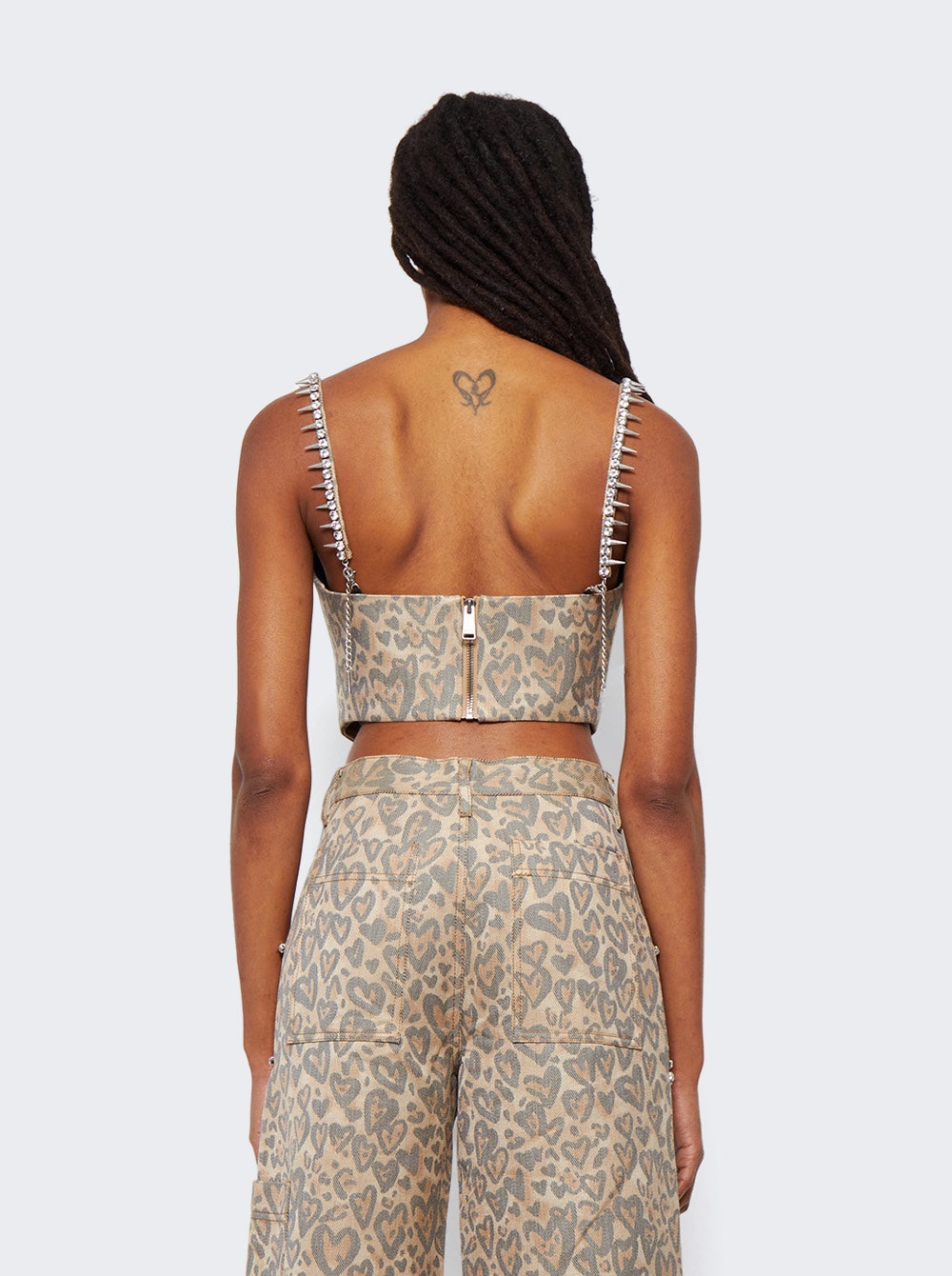 Heart leopard-print bustier top - Brown