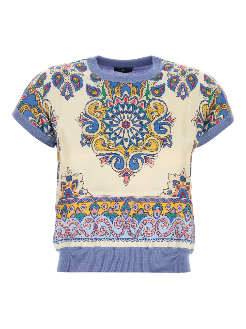 Paisley-print short-sleeve top - Blue