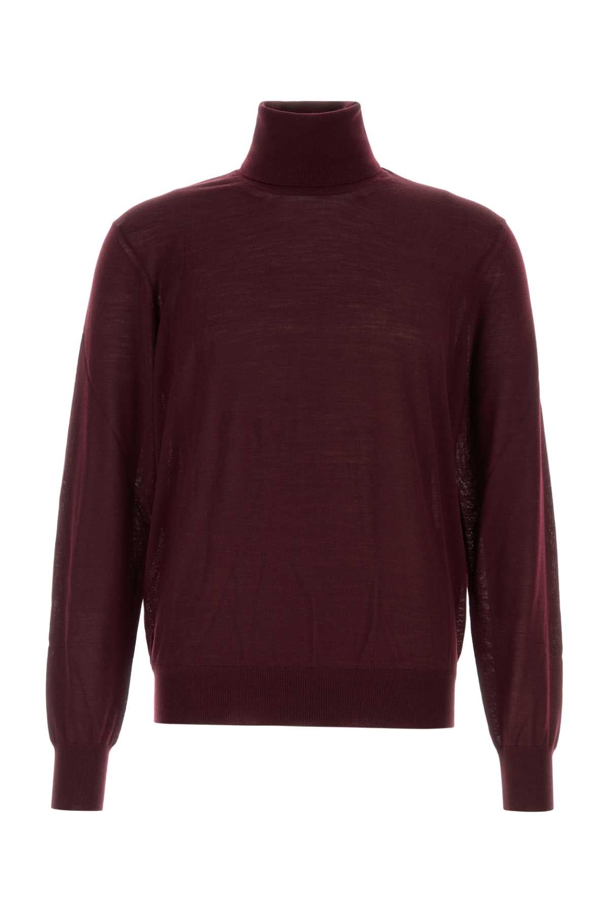 Wool Turtleneck Sweater — Burgundy