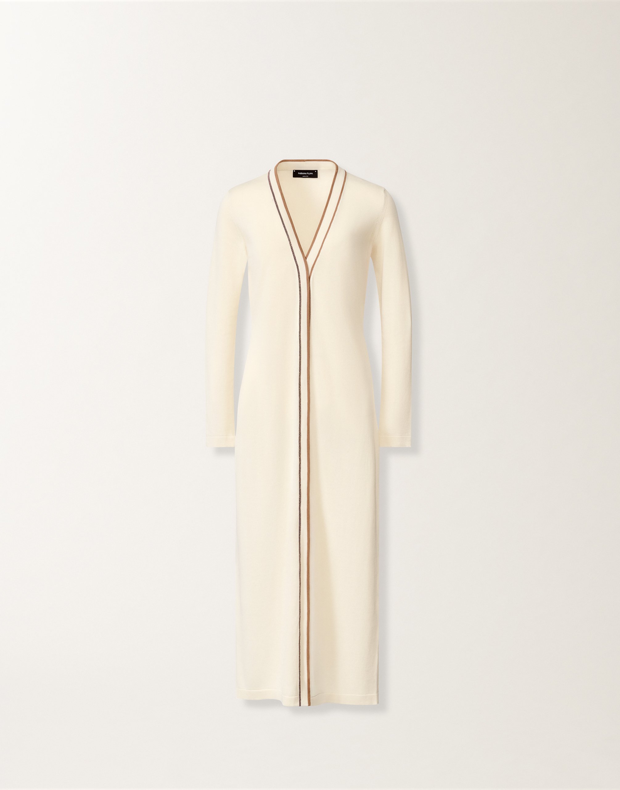 Long cardigan in organic cotton, butter, and wicker