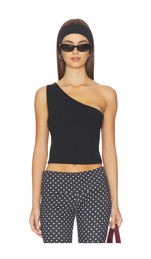 Good American Super Stretch One Shoulder Tank Top in Black. - L also in M, S