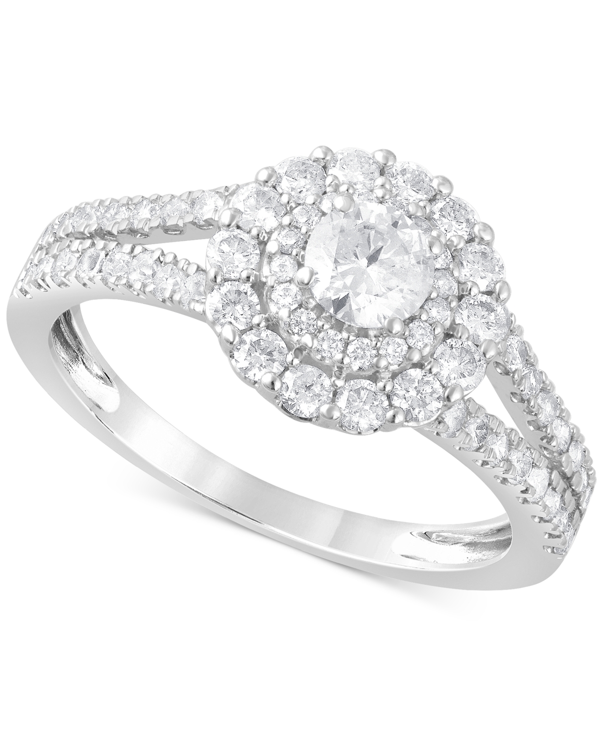 Diamond Double Halo Ring (1 ct. t.w.) in 14k White Gold - White Gold