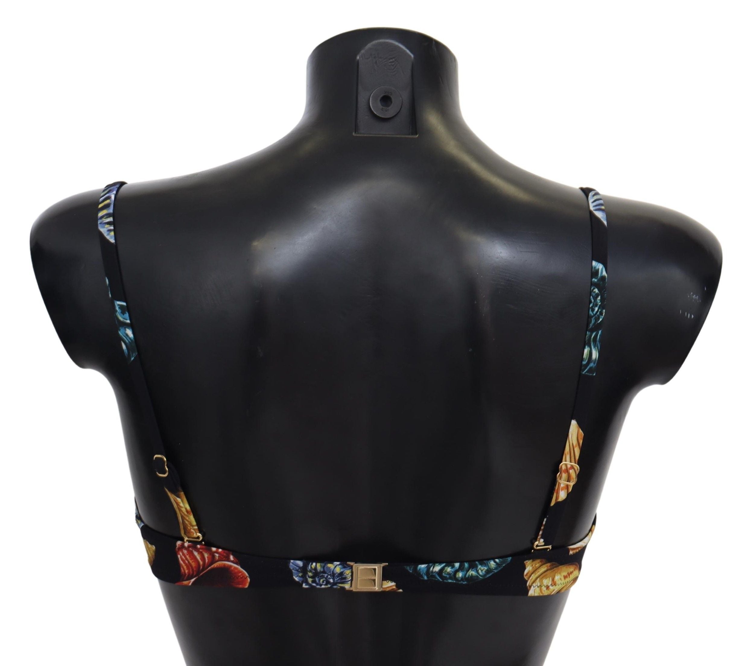 Seashells Print Bikini Top — Black
