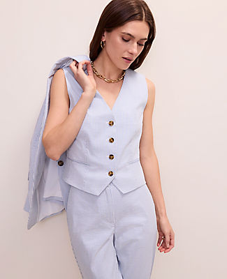 Ann Taylor The Petite Striped Tailored Vest