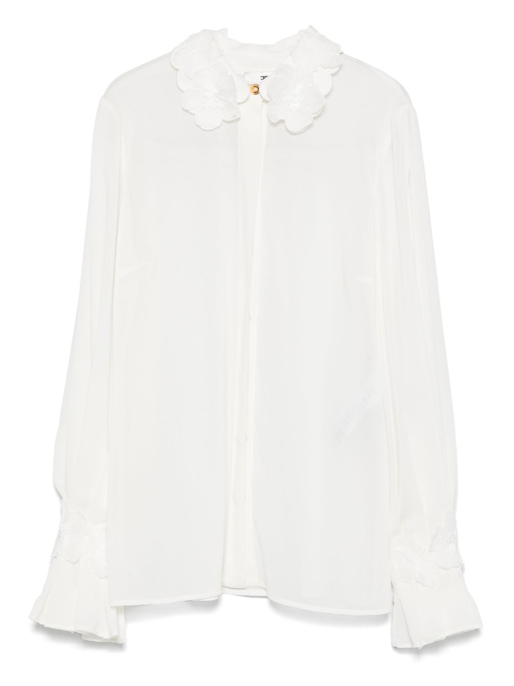 Elisabetta Franchi floral-embroidered georgette shirt - White