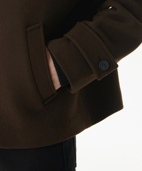 Wool Blend Oversized Short Balmacaan Coat