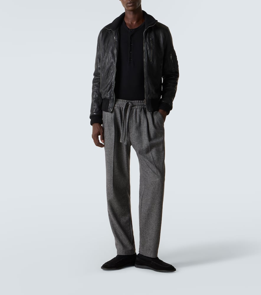 Leather bomber jacket