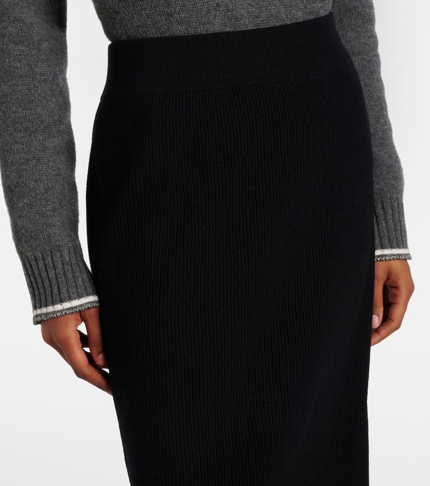 Wool, cashmere and silk midi skirt