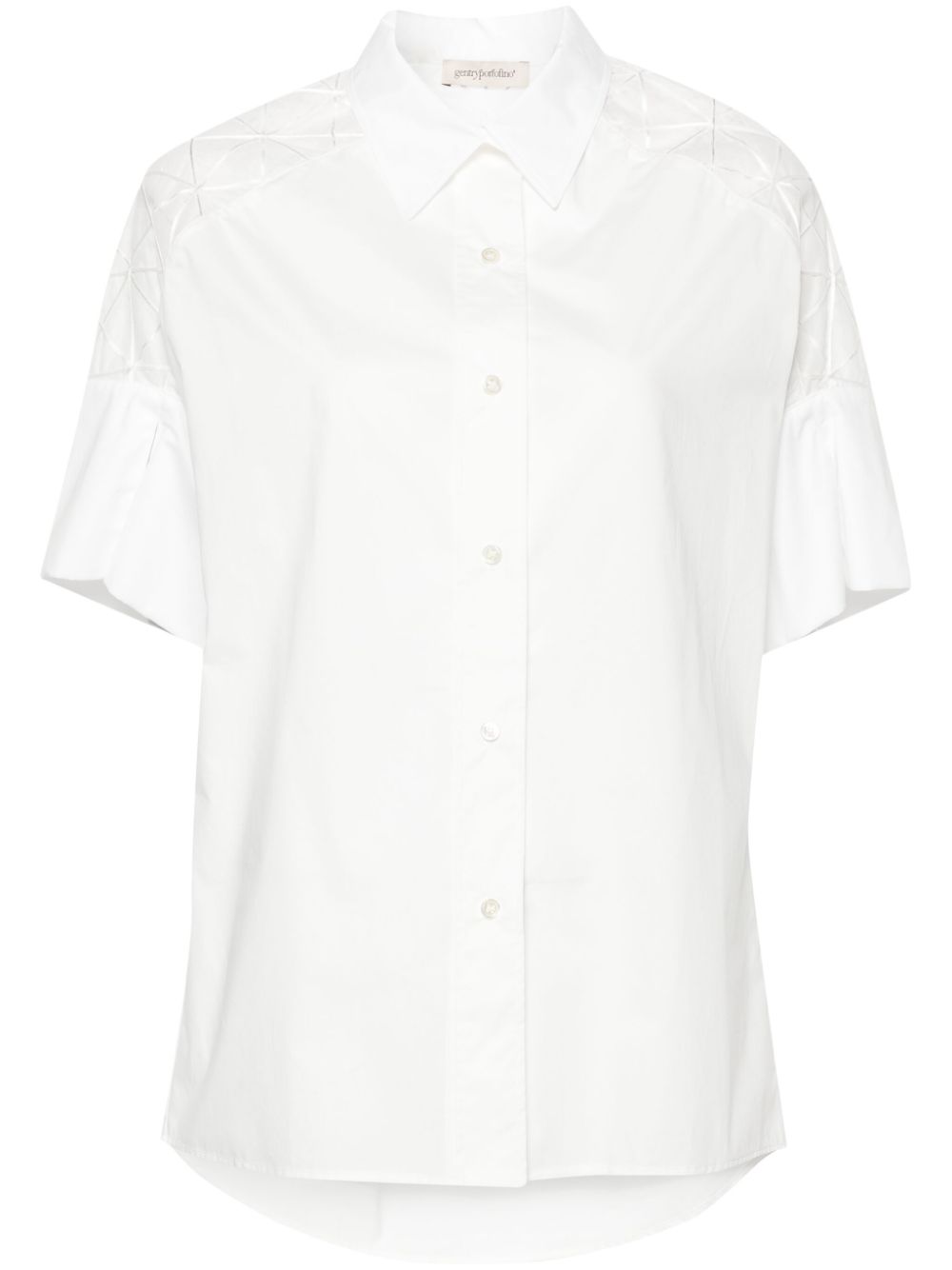 Sheer-panel cotton shirt - White