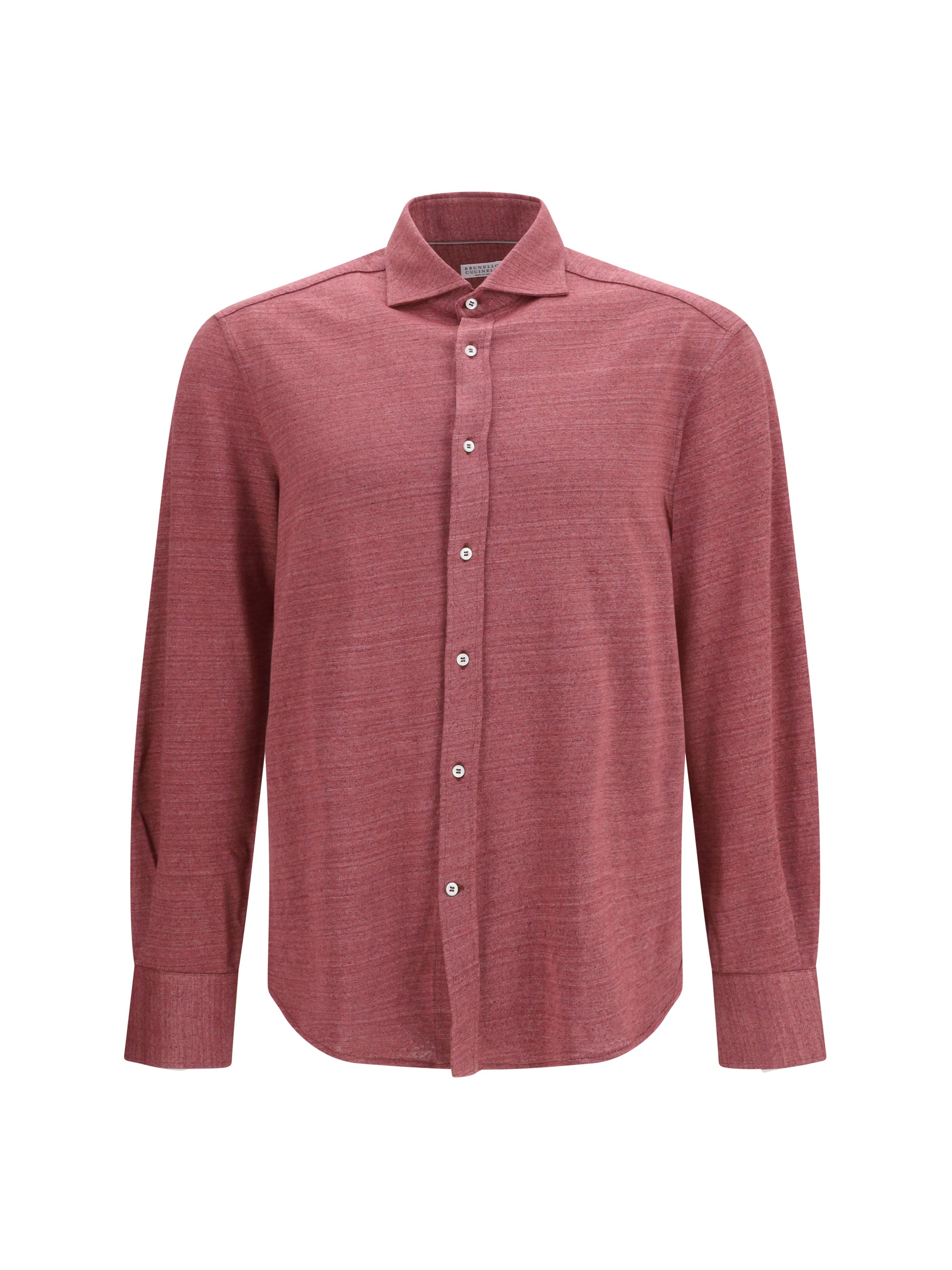 Linen-Cotton Knit Shirt — Red
