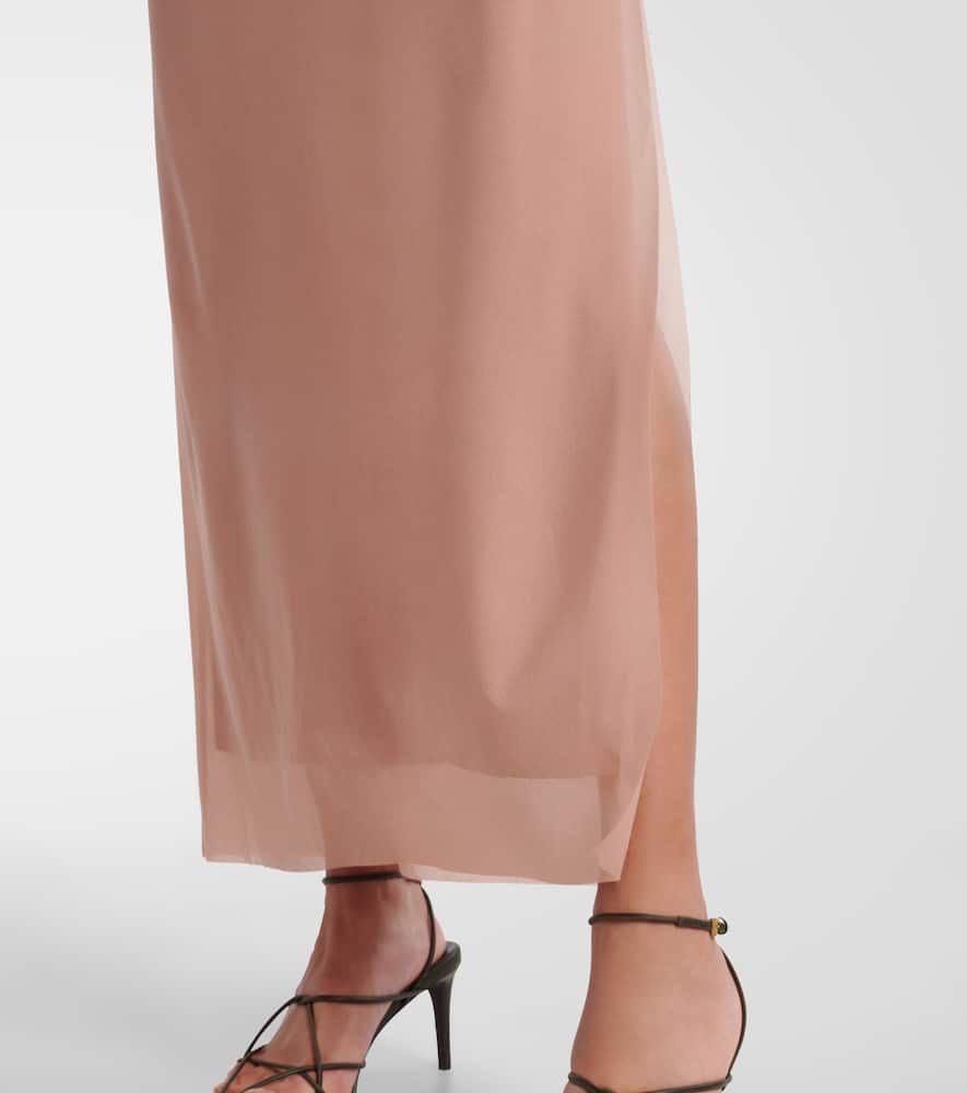 Ruby draped sheer maxi dress