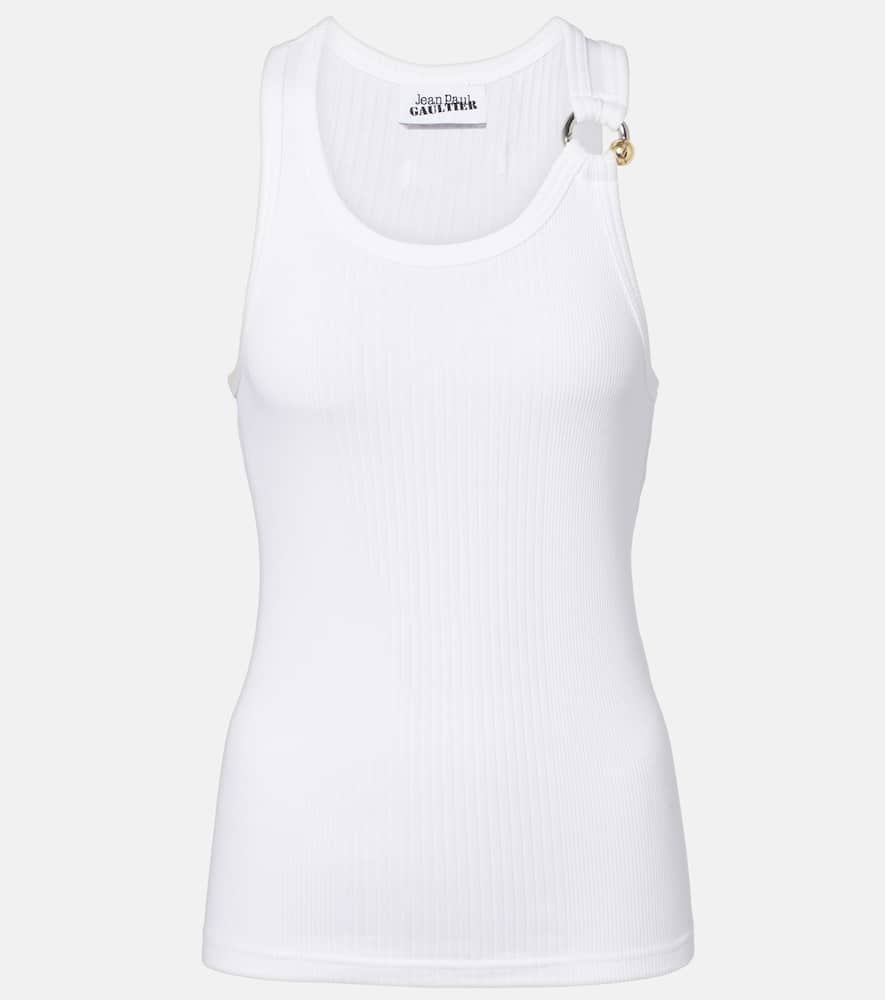 Piercing cotton jersey tank top