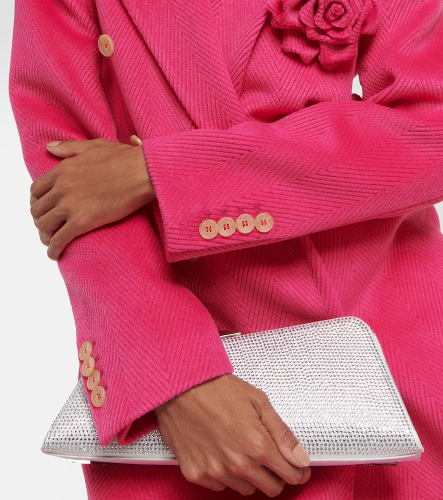 Floral-appliqué double-breasted coat