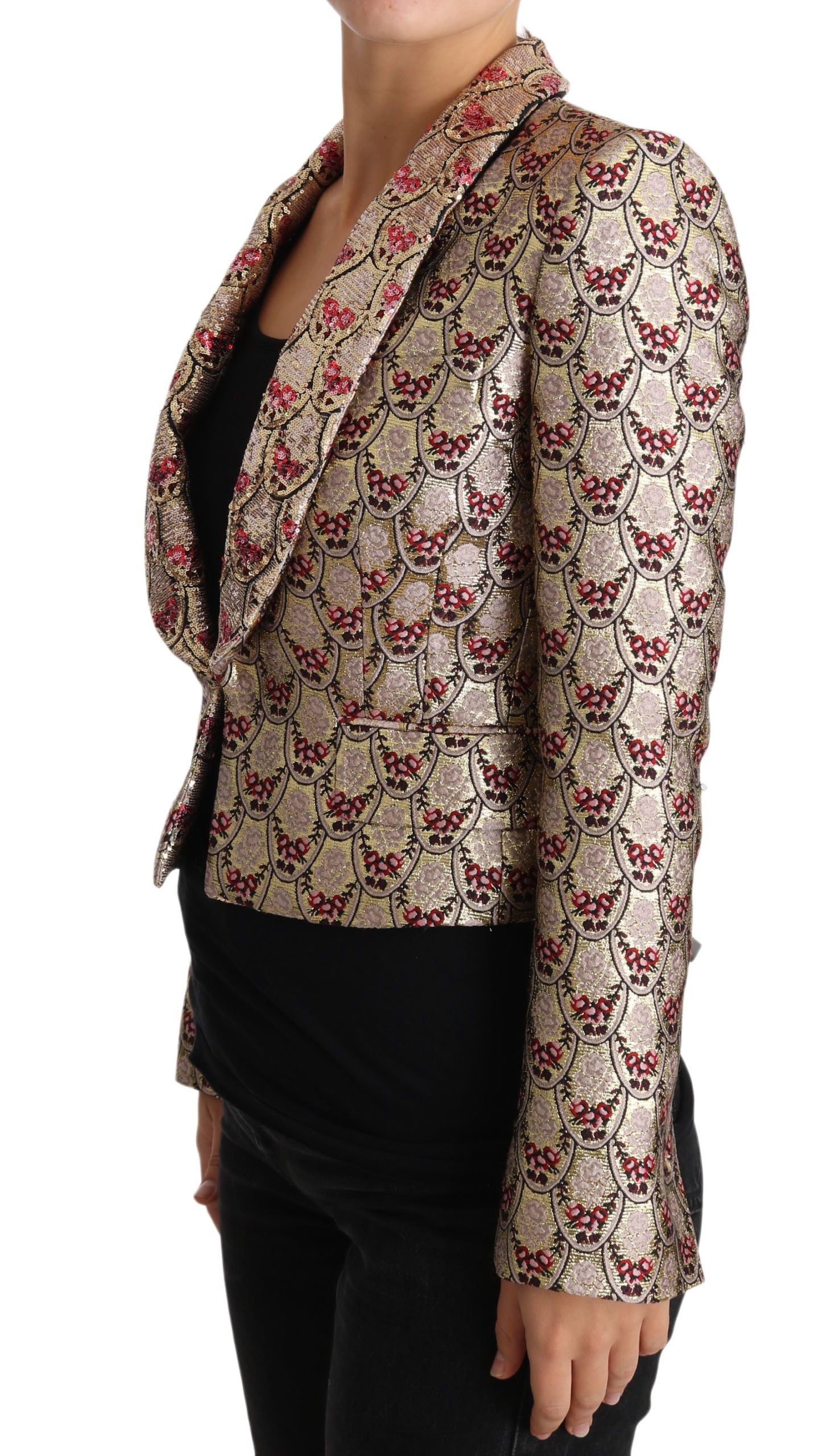 Floral Sequined Blazer — Gold