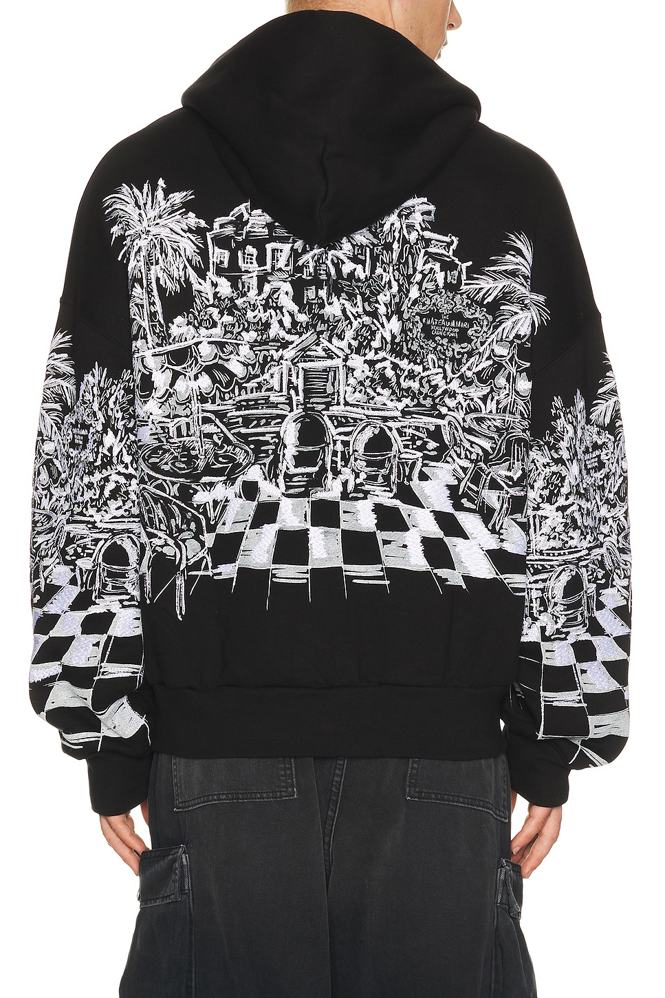 Amiri Chateau Sketch Zip Hoodie in Black - Black. XL/1X also in