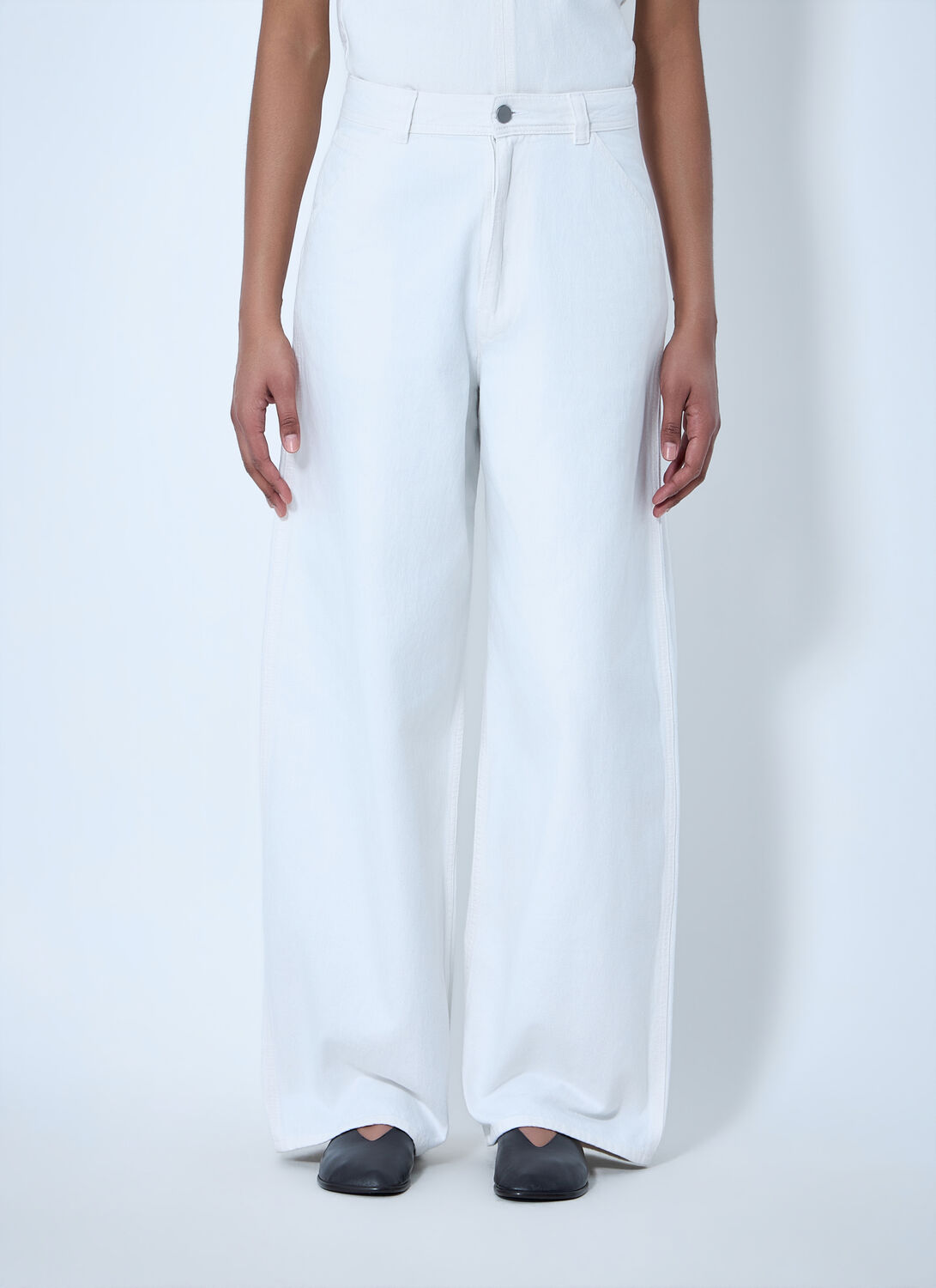 Wide-leg Trousers - Woman Pants White Fr