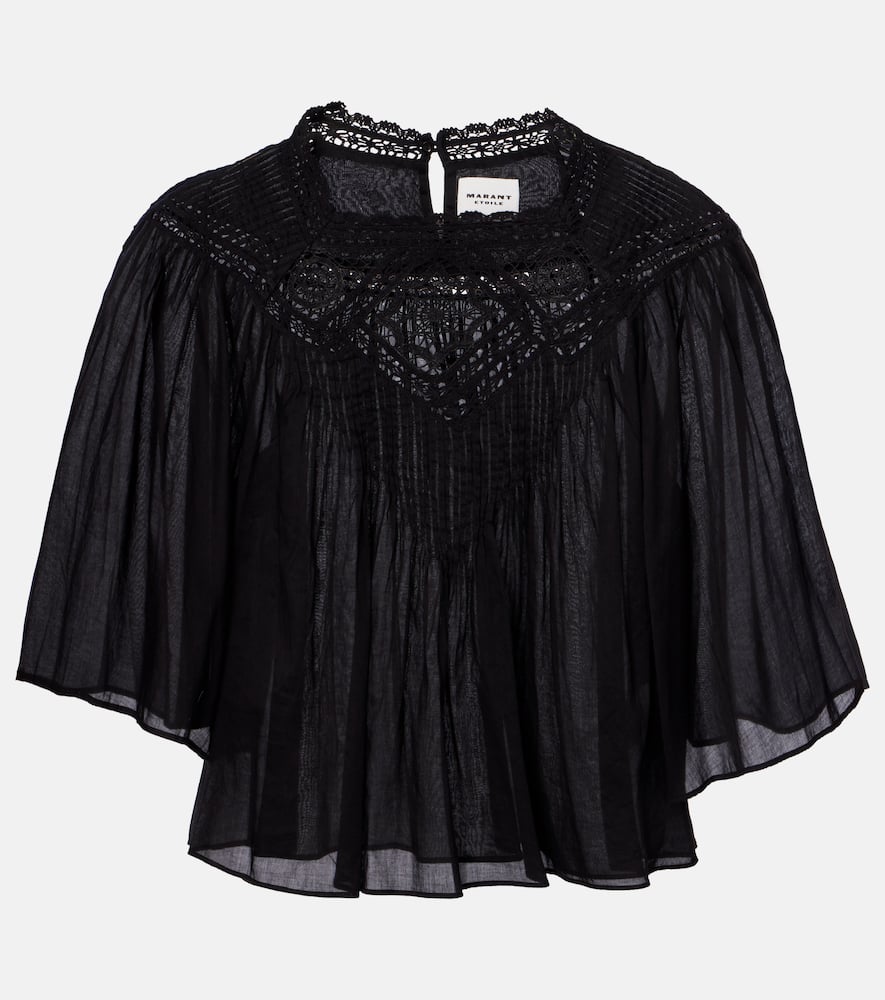Garia lace-trimmed cotton blouse