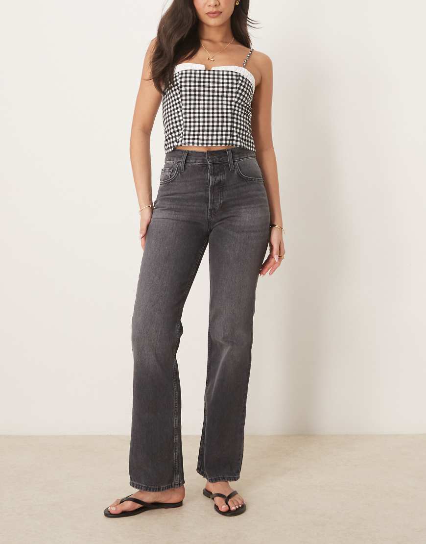 Holly bootcut distressed knee jeans in washed black
