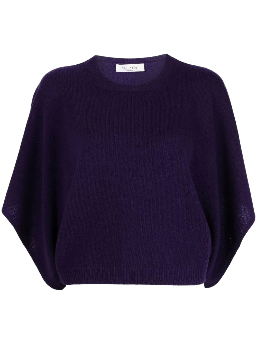 Virgin Wool-Cashmere Batwing-Sleeve Sweater — Purple