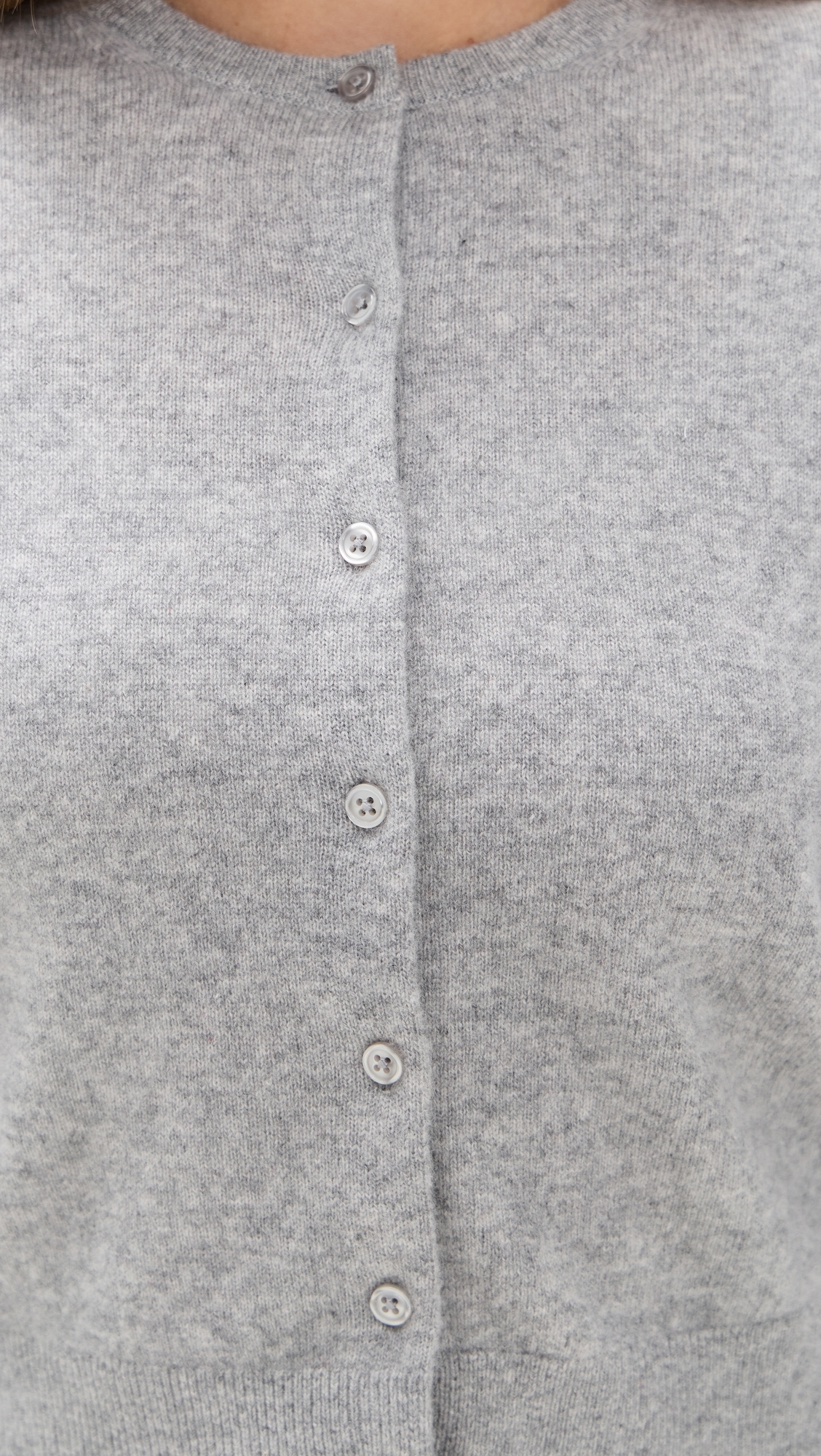 Cashmere Crew Neck Cardigan Grey Heather