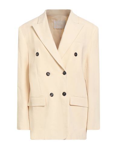 Woman Blazer Beige Size 2 Viscose, Linen, Elastane