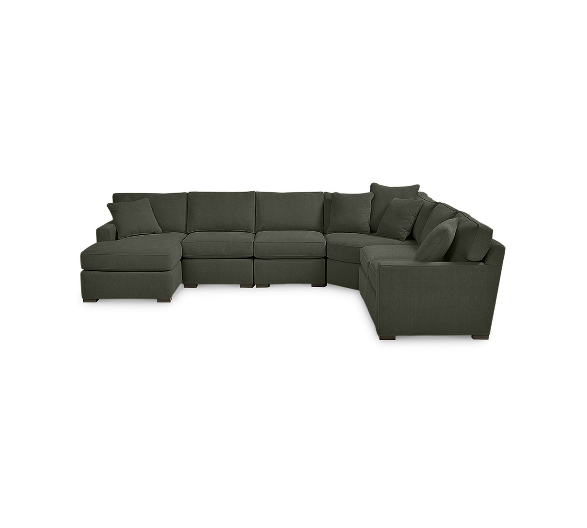 Radley Fabric 6-Piece Chaise Sectional with Wedge, Created for Heavenly Olive Green