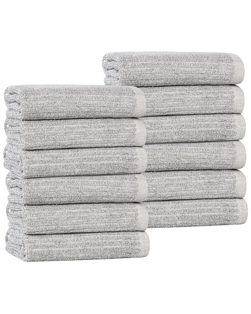Superior Set of 12 Destin Medium Weight Solid Ribbed Washcloths