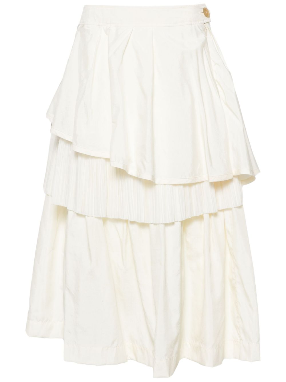 Tulle-overlay ruffled skirt - Neutrals