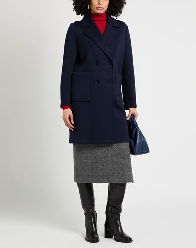 Woman Overcoat & Trench Coat Midnight blue Size 6 Viscose, Elastane, Polyurethane