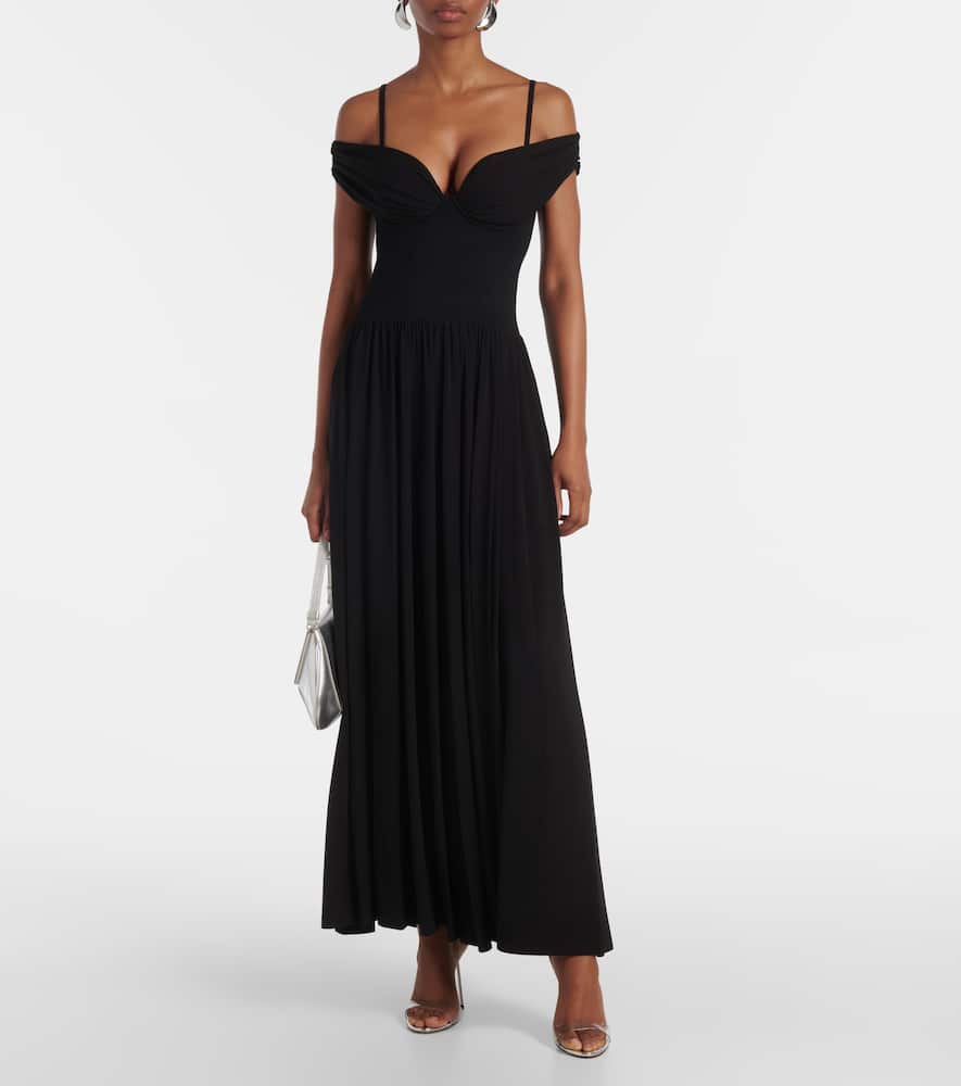 Amarantha off-shoulder draped jersey maxi dress