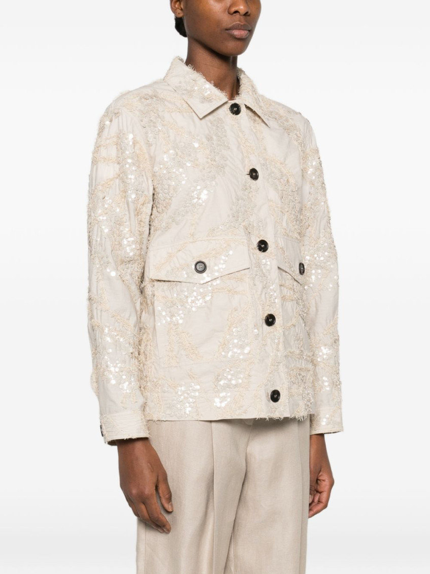 Sequin-embellished Front-pocket Jacket