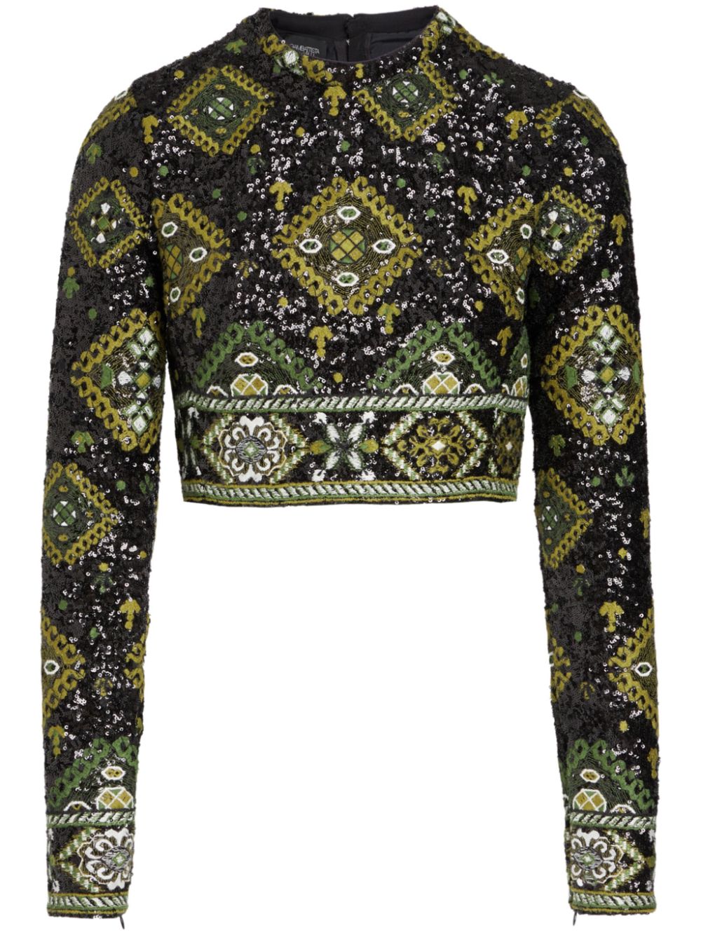 Sequin-embellished crop top - Black