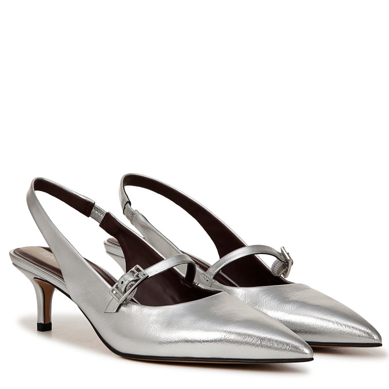 Women's Khloe Slingback Pump Shoes (Silver Faux Leather)