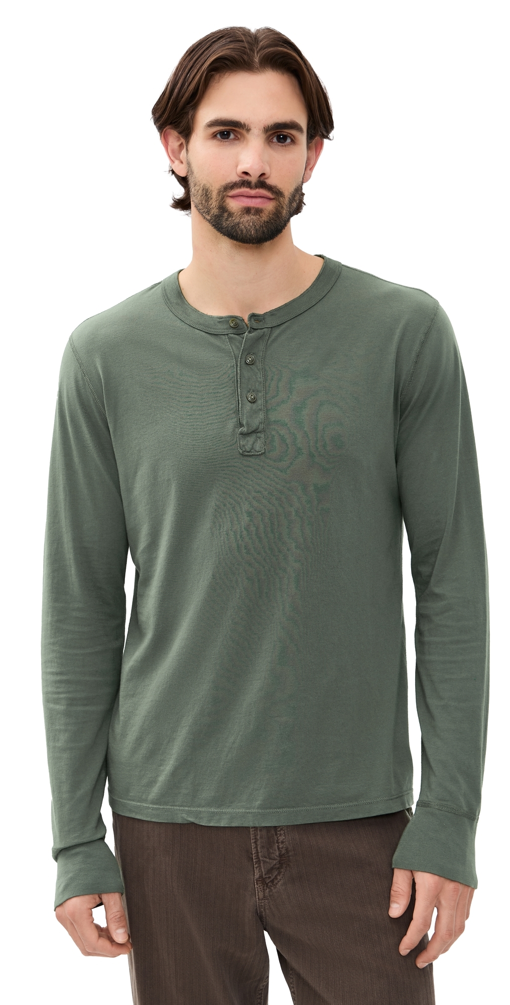 Long Sleeve Supima Jersey Henley Basil