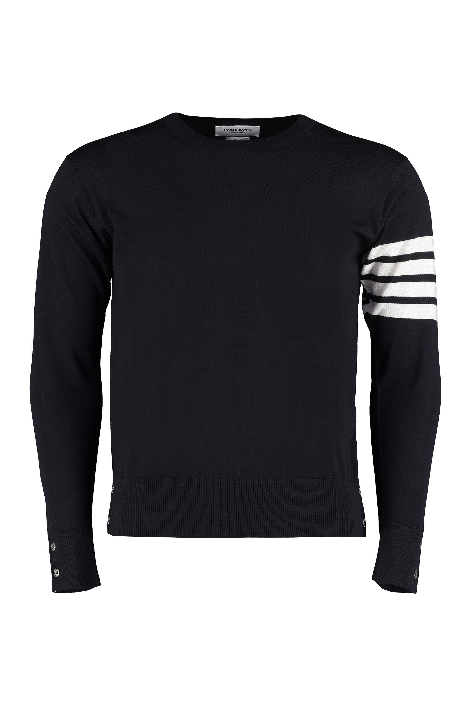 CLASSIC CREWNECK PULLOVER W/ 4 BAR SLEEVE in FINE MERINO WOOL