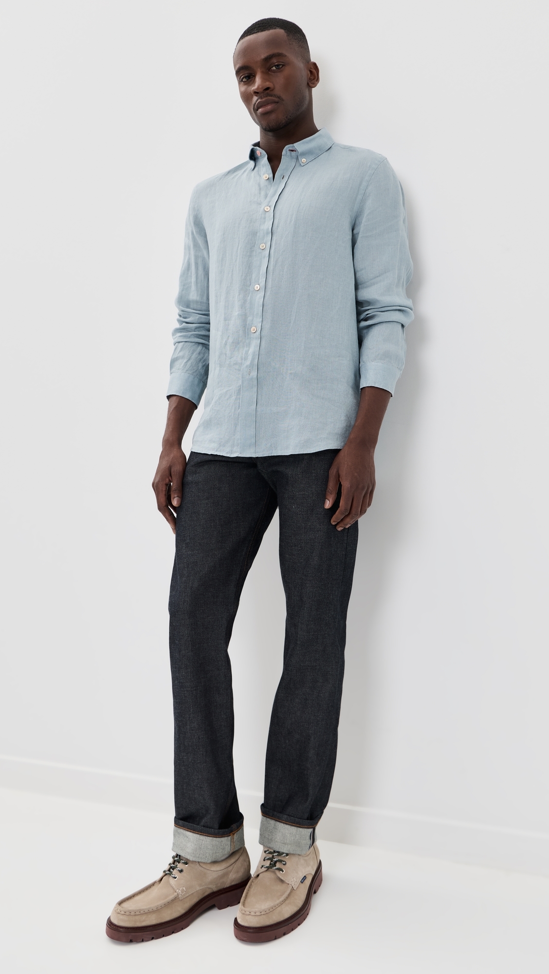 Regular Fit Linen Shirt Blue