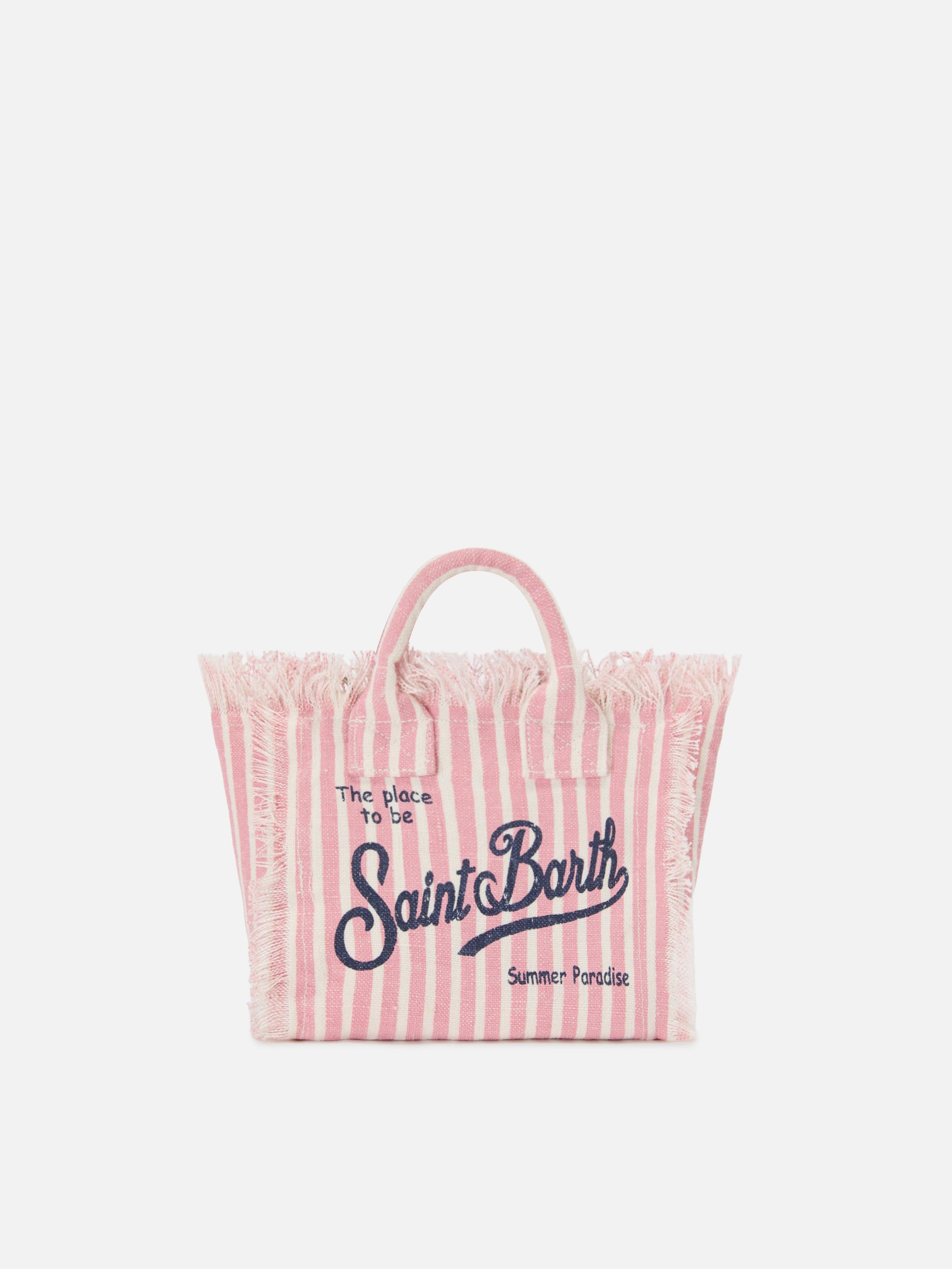 Linen Vanity Bag With Fine Pink And White Stripes __single__ - Unisex