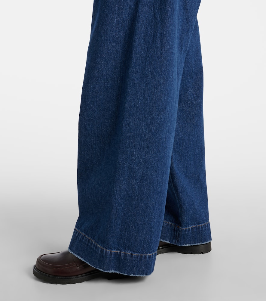 High-rise denim wide-leg pants