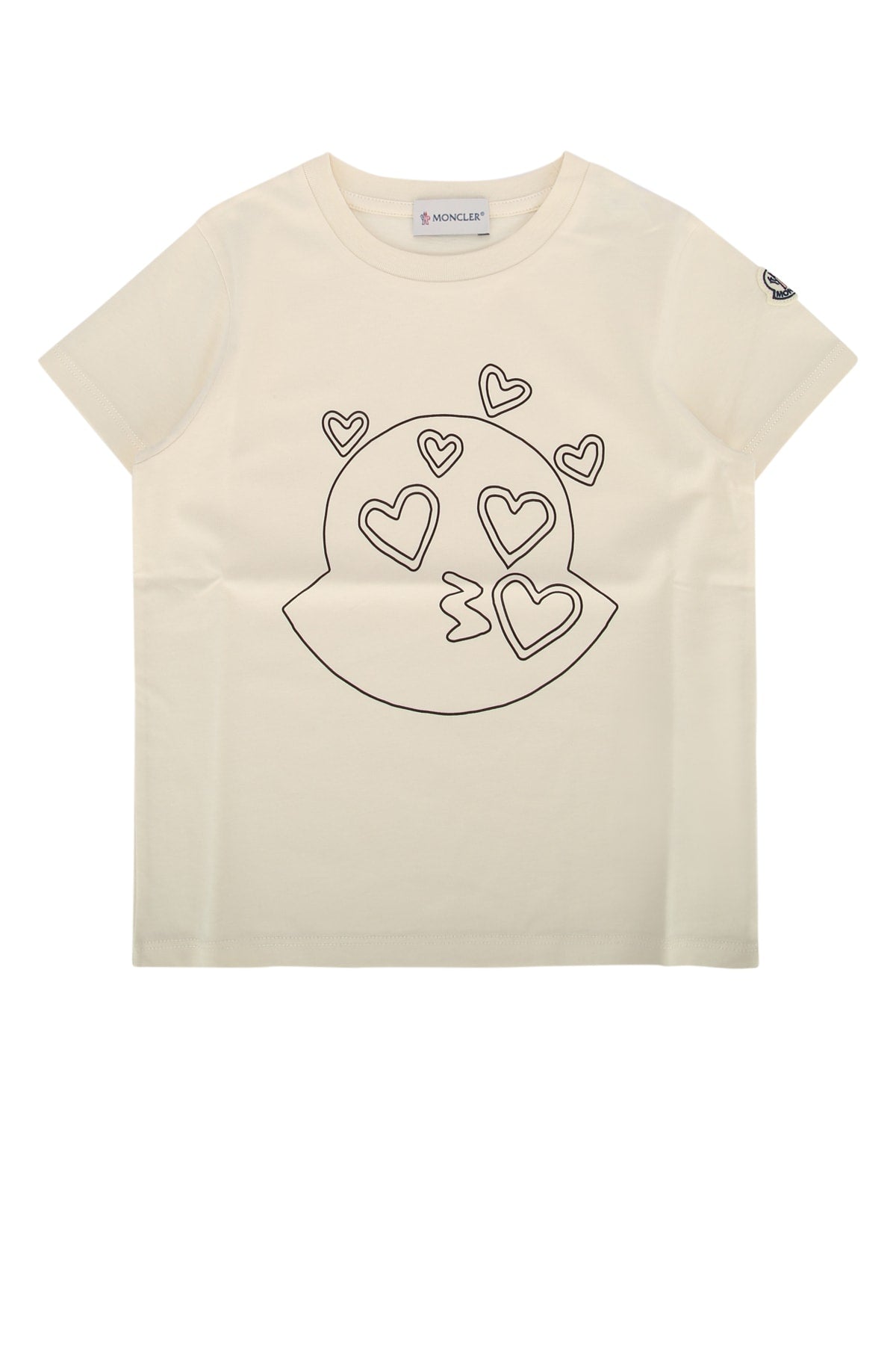 Heart-Embroidered T-Shirt — Beige