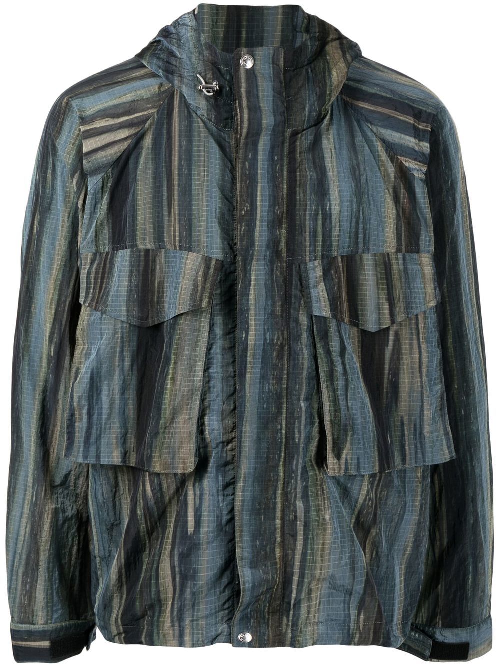 Woodland-print hooded jacket - Blue