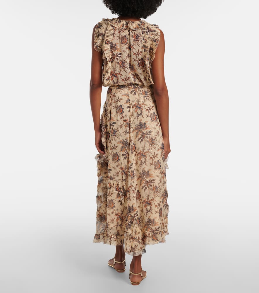 Adele printed silk-blend chiffon midi skirt