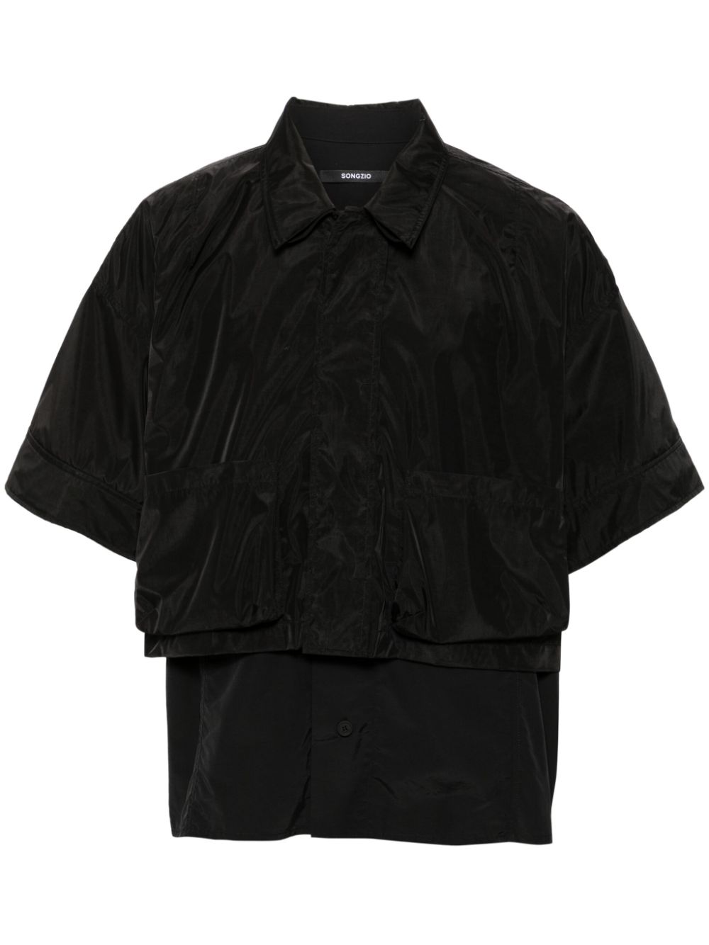 Layered cotton shirt - Black