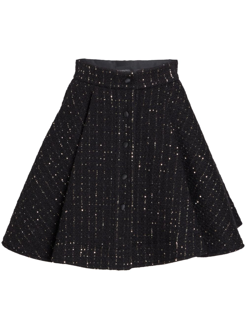 High-rise bouclé flared skirt - Black