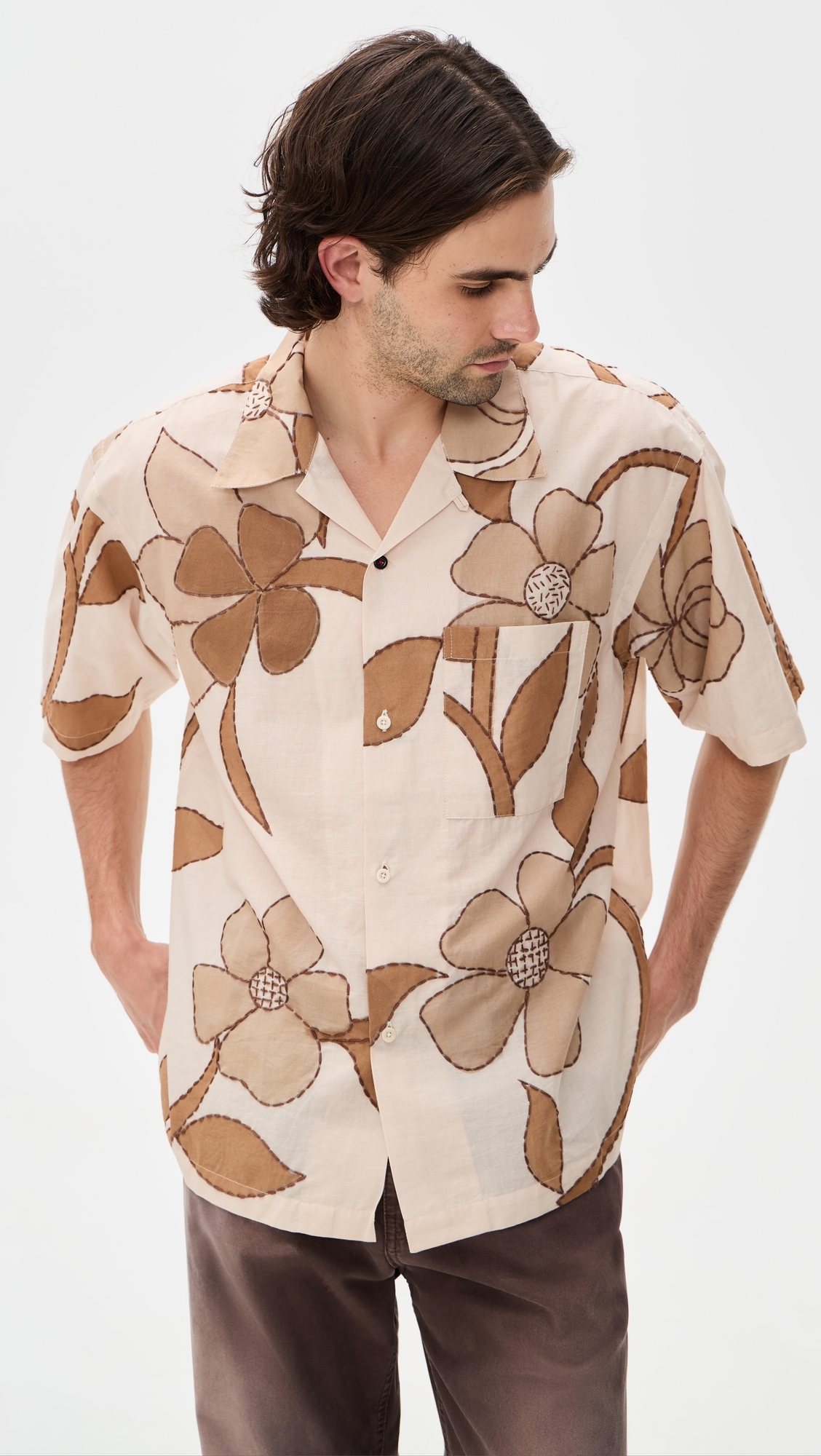 Rohit Hand Embroidered Shirt Tan