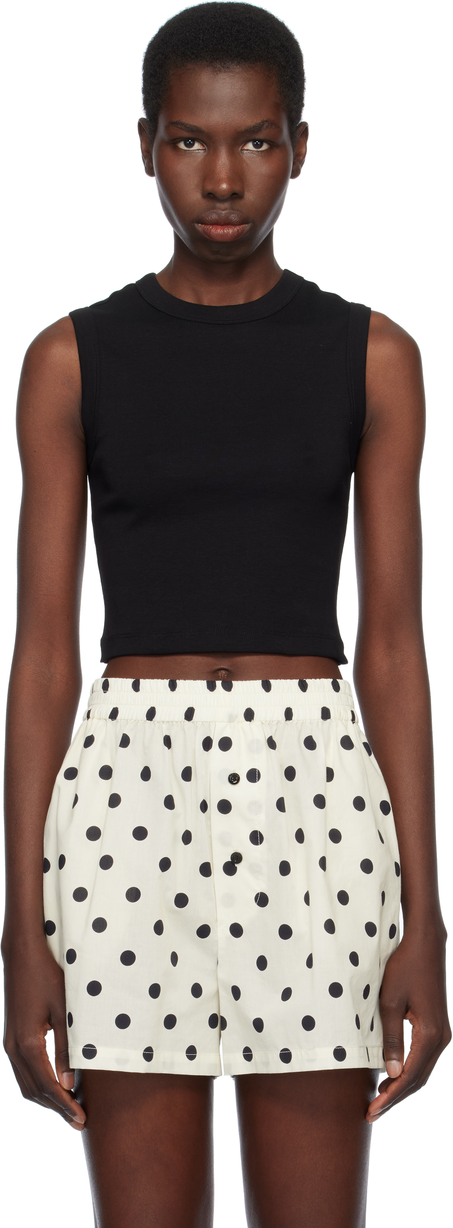 FLORE FLORE Black Esmé Crop Tank Top