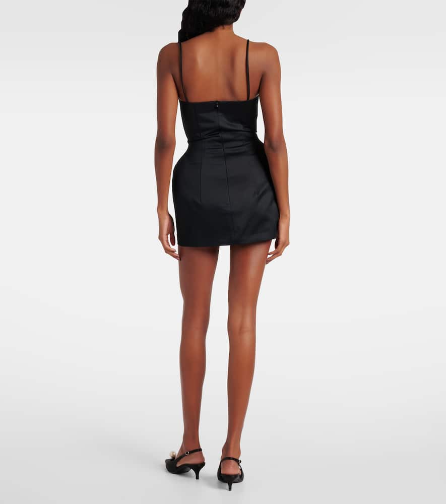 Crochet-trimmed cotton bustier dress