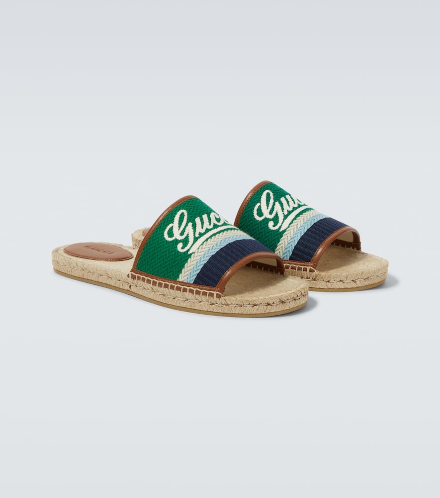 Gucci Logo leather-trimmed espadrilles slides